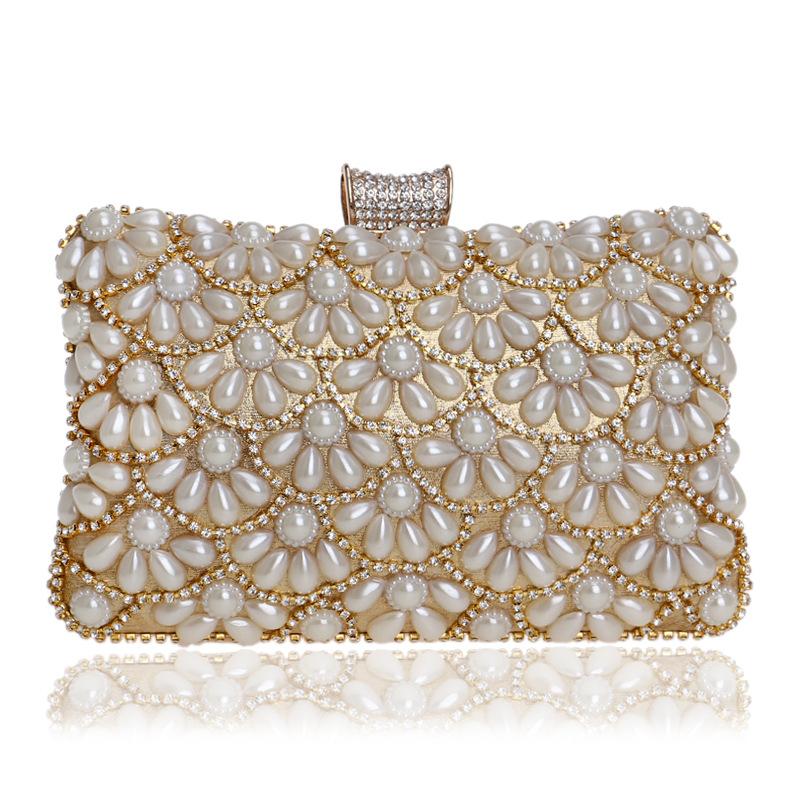 

Evening Bags Egg Beaded Women Rhinestones Pearl Day Clutch Chain Shoulder Small Purse PU Fashion Handbags/Evening Bag YM1210Evening, Black