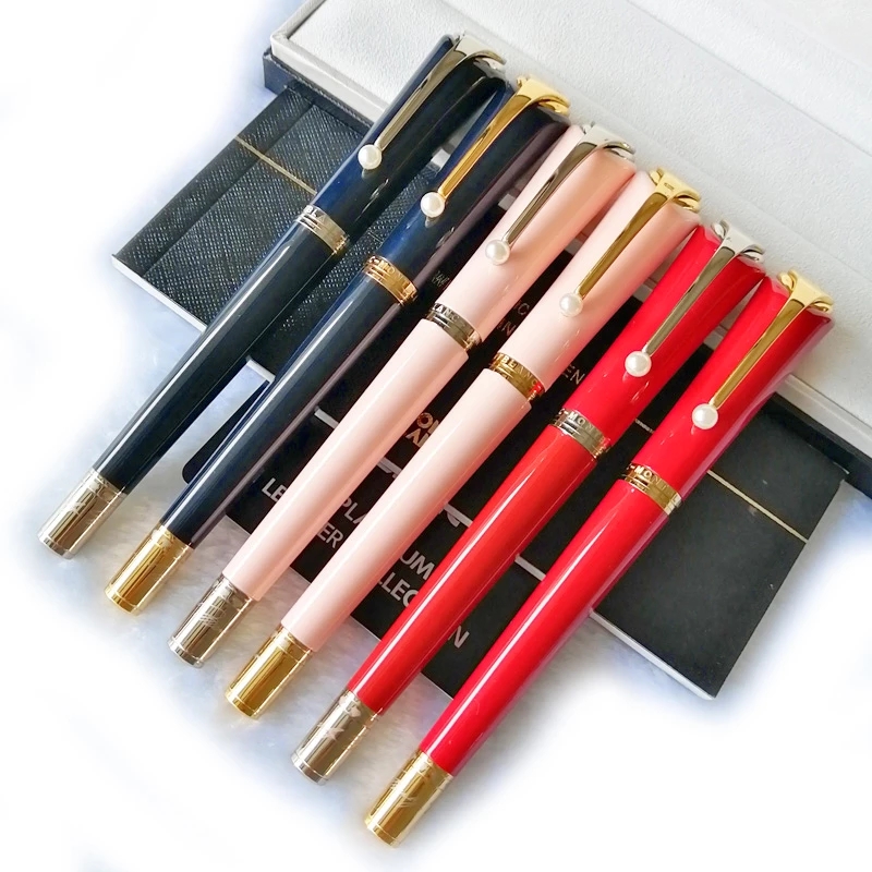 

LGP Luxury Pens Special Edition Black/Pink/Red Colors Rollerball Ballpoint Pen With Pearl Clip Writing Smooth Great Actress, As pic show