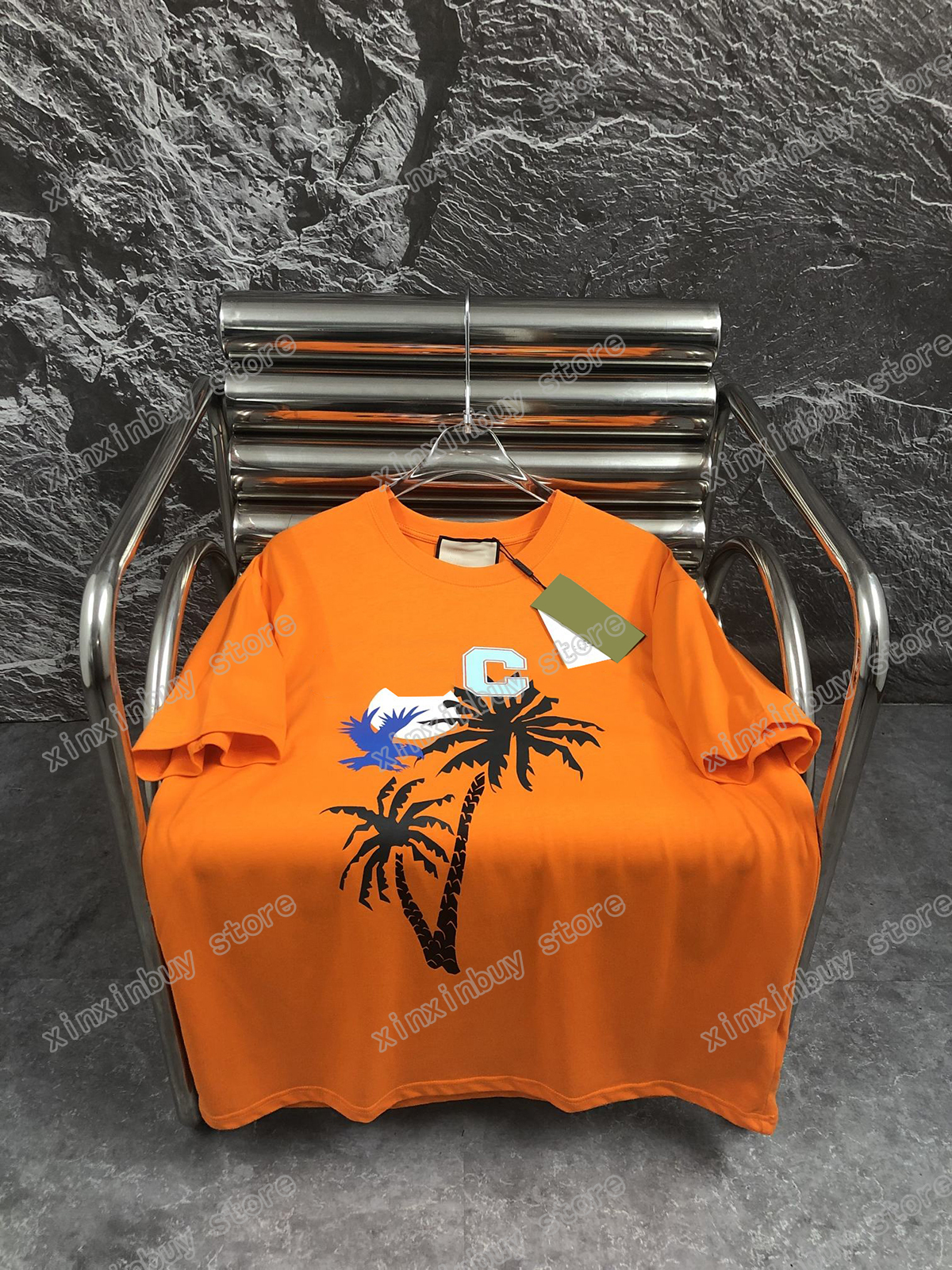 

22ss Men Women Designers t shirts tee coconut tree Hawaii print short sleeve Crew Neck Streetwear black white xinxinbuy S-XL
