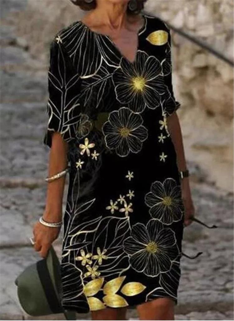 

Elegant Dress Women Loose Casual, Yellow