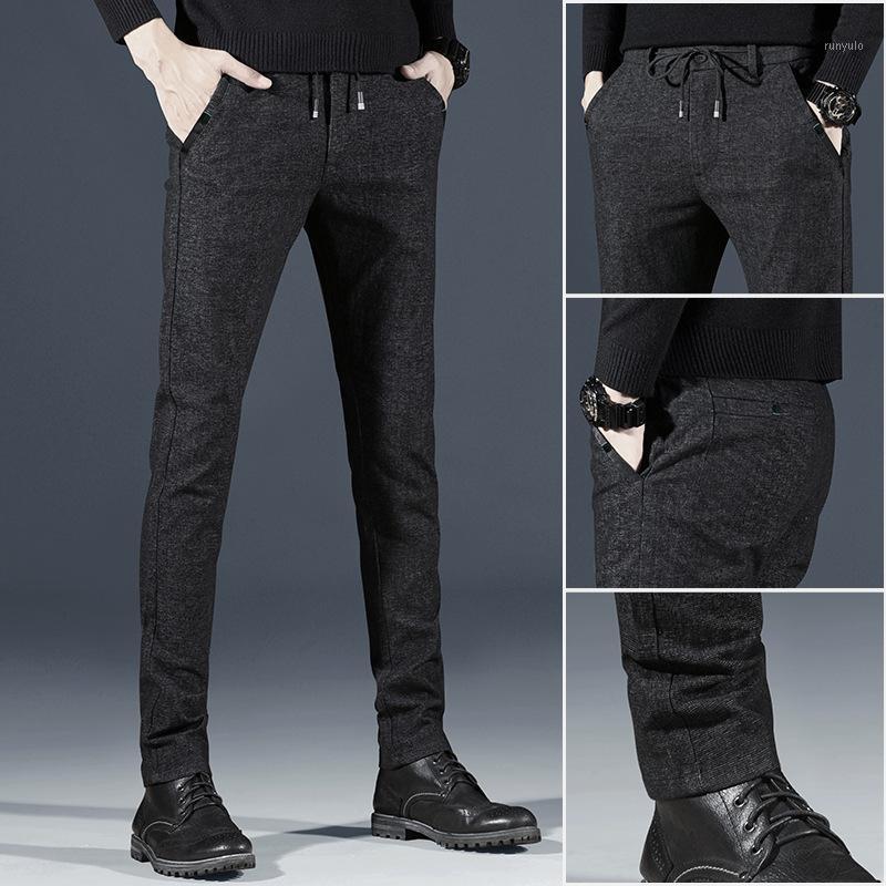 

Men's Pants 2022 Autumn And Winter High Quality Cotton Plaid Business Casual Brand Clothing Straight Trousers, Ckn1081 black