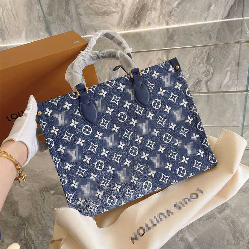 

Denim Blue Onthego Tote Speedy Women Shoulder Crossbody Bags Noe BB Designer Luxury Handbags Neonoe Lady Purse Messenger Bag, Add box