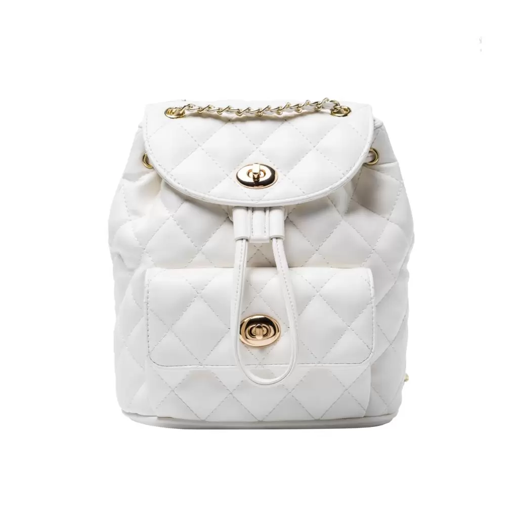 

School Backpacks 2021 New High-quality PU Leather Womens Designer Chain Shoulder bag High capacity Travel Books Rucksack, Beige 23 x 13 x 25 cm