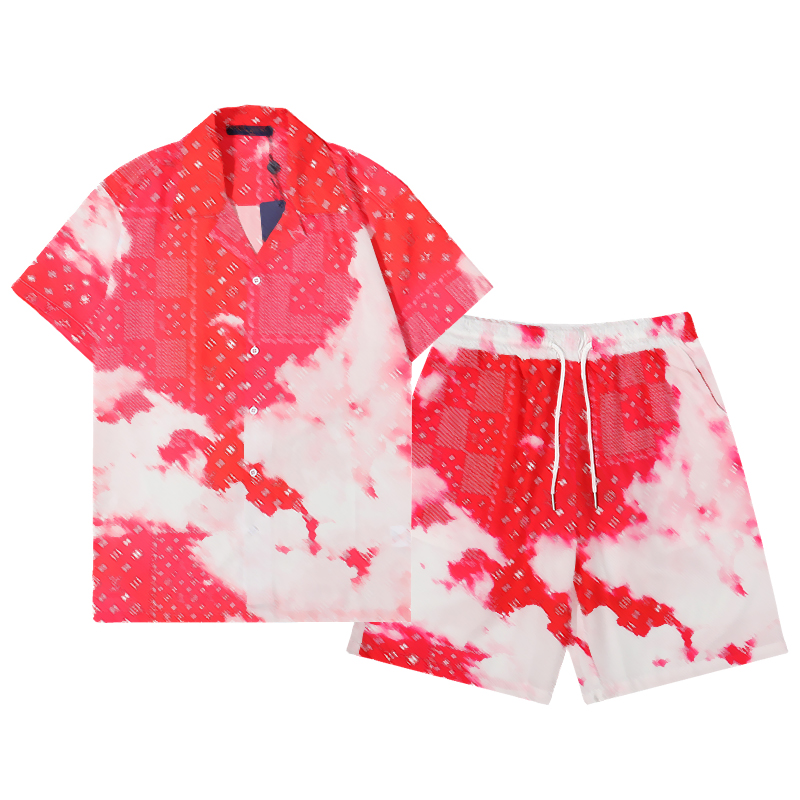 

Summer Beach Fashion Tracksuits Flower Print Two Piece Sets For Men Short Sleeve Shirt Shorts Suits Hawaiian Casual Male Outfit, 02