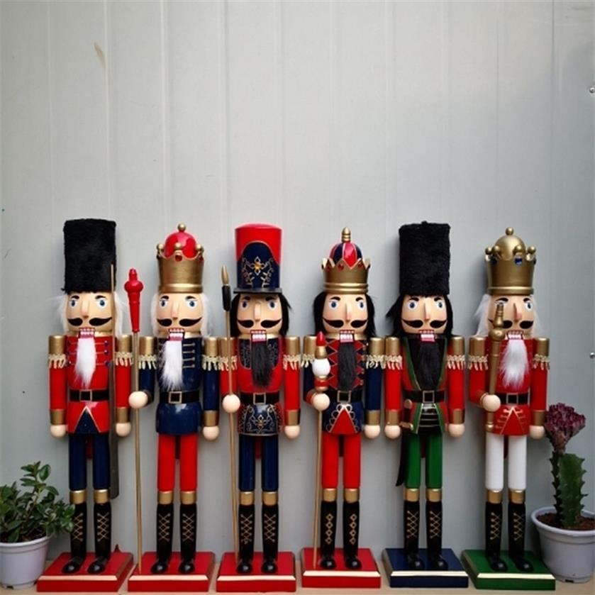 

60CM Nutcracker King / Soldier Wooden Figurine Christmas Decoration Handcraft Walnut Puppet Toy Gift New 201127226Y