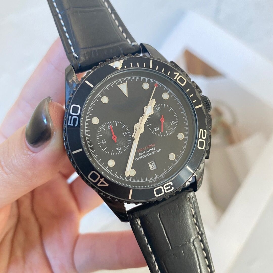 

Lang brand quartz five-pin chronograph full-function belt business men's fashion watch