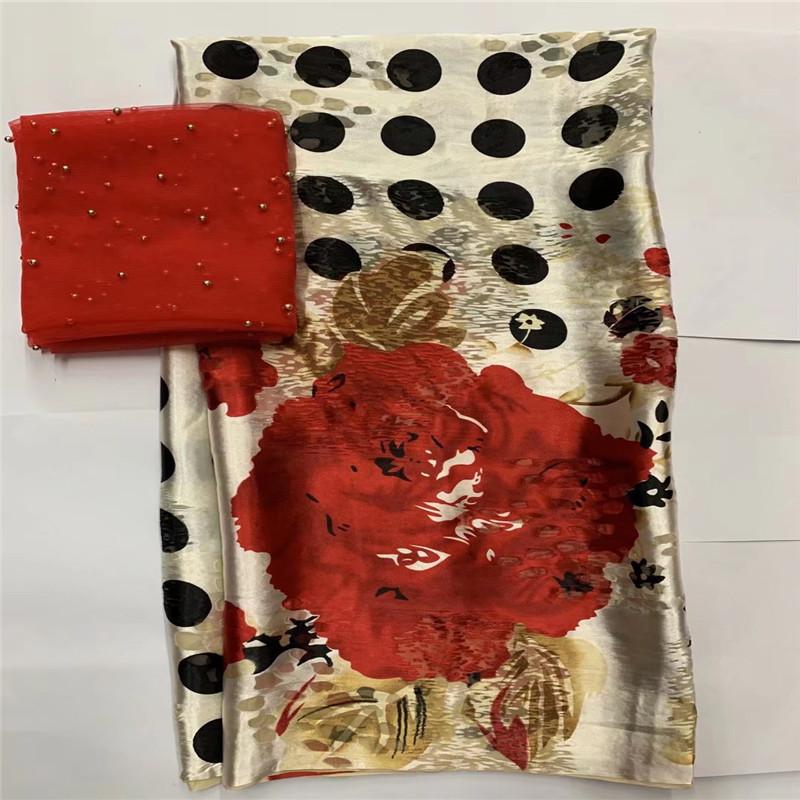 

Ribbon 2 Yards/lot Selling Satin Silk Fabric Colorfast Nigrian Design African Wax Pattern George For Clothing LXE110302Ribbon