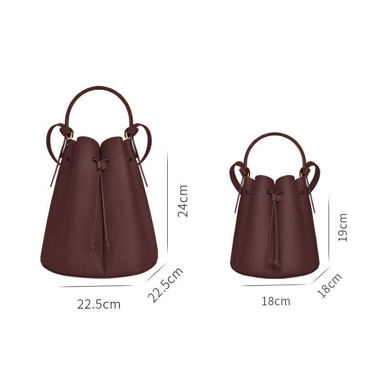 

polene bag French Polene Niche Leather Bag Women's 2022 New Design Sense One Shoulder Crossbody Jacquard Bucket Bag 9JO4, Large almond green (22.5 x 24 x 22.5cm)