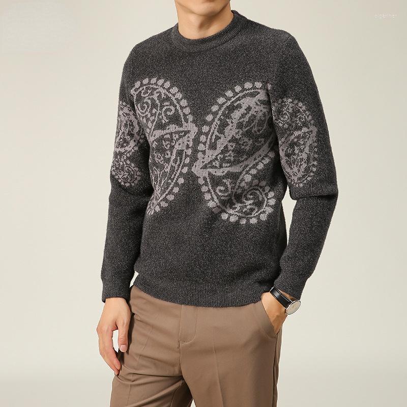 

Men's Sweaters Casual Men's Sweater O-Neck Print Slim Fit Knitwear 2022 Autumn Mens Pullovers Pullover Men Pull Homme 4XL Y702Men's Olga, Hei