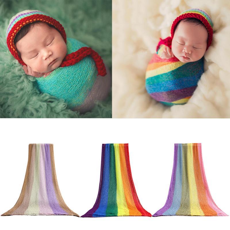 

Blankets & Swaddling Children's Blanket Pography Props Wrapped Baby Po Stretch Soft Cotton Colorful Rainbow Cloth Infant Multicolor Avai, 03