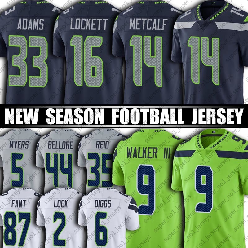 

DK Metcalf Kenneth Walker III Jersey Football Seahawkes Tyler Lockett Jamal Adams Quandre Diggs Jerseys Seattles Geno Smith Rashaad Penny Nick Bellore Burr-Kirven, Youth custom jersey (hy)