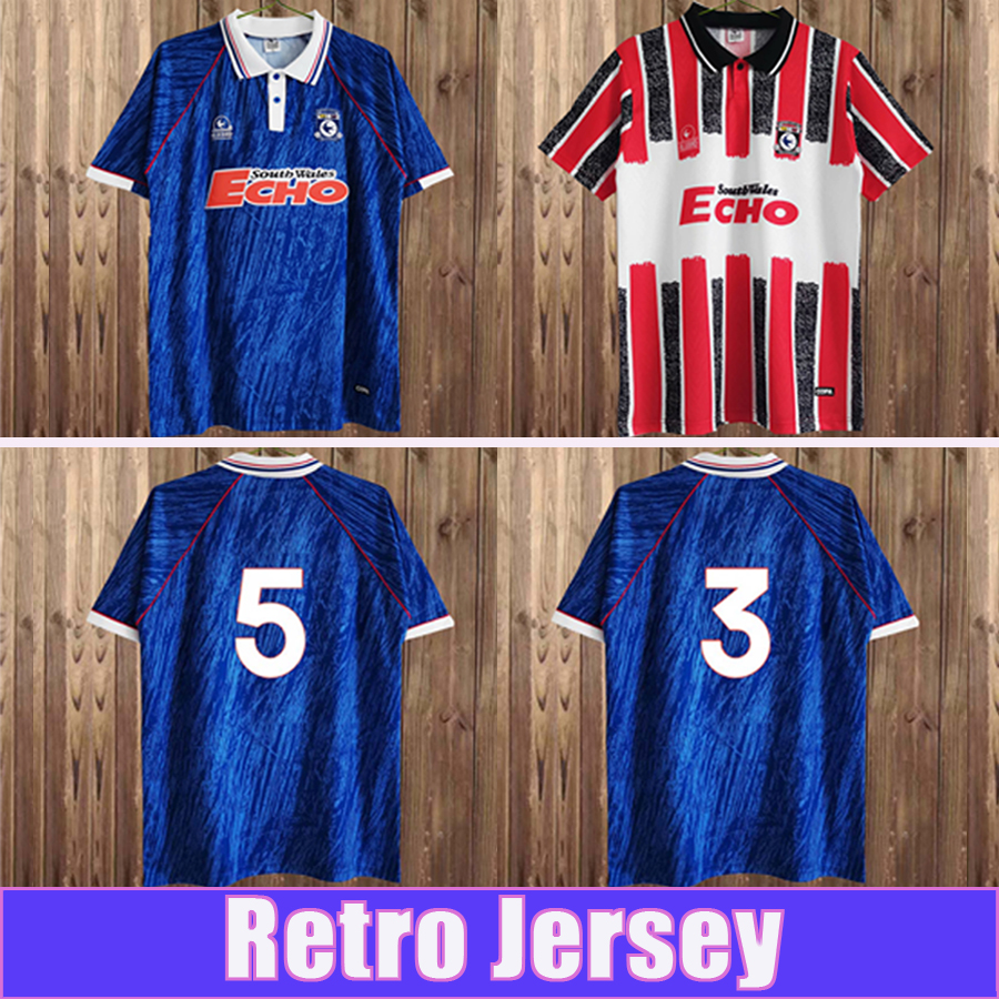 

92 93 Home NATHAN BLAKE TONY BIRD Mens Retro Soccer Jerseys 94 Away PHIL STANT Blue Red Black Football Shirt Short Sleeve Adult Uniform, Fg1525 1992 1993 home