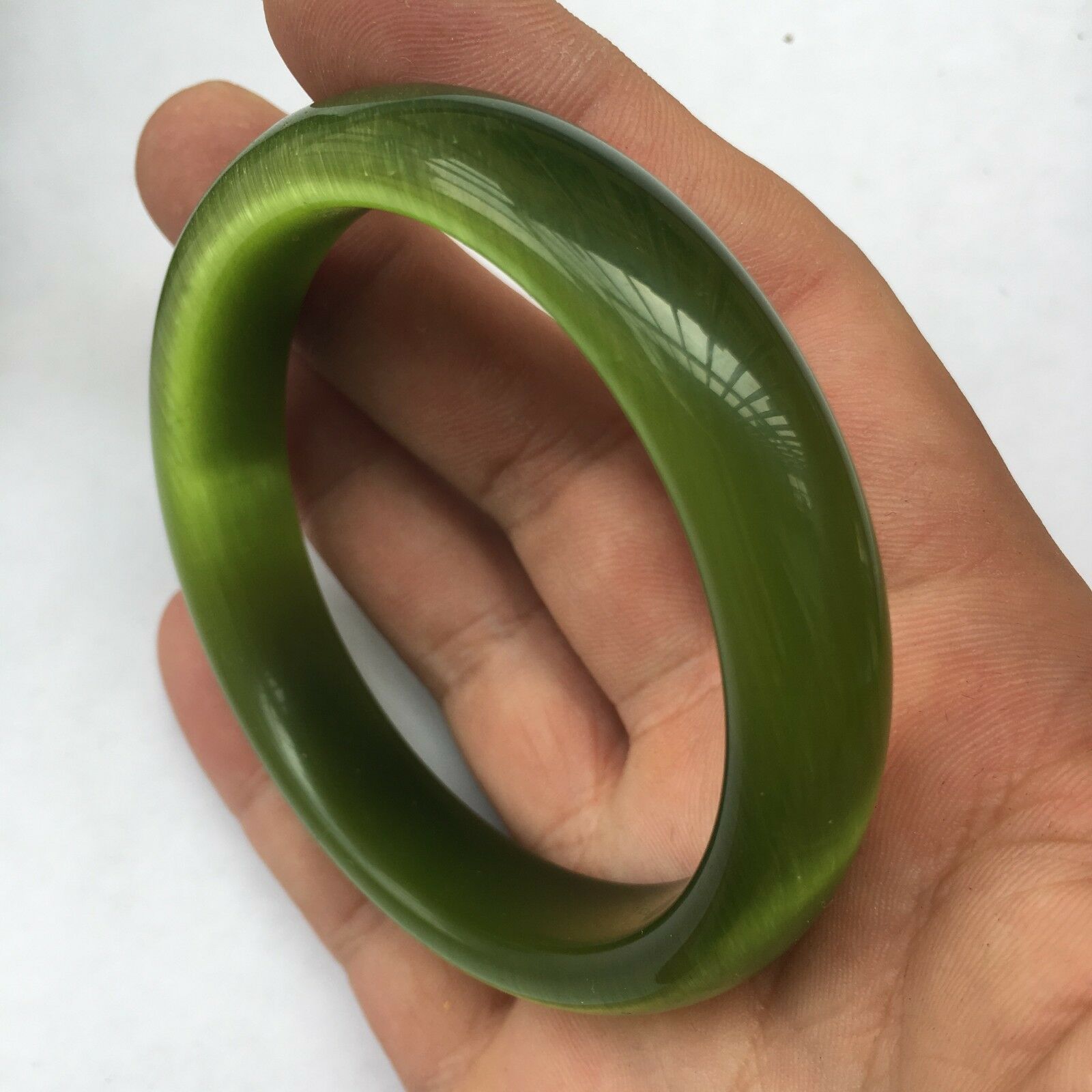 

New 60mm Chinese Natural Green Lavender Nephrite Jade/ Gems Bracelet Bangle