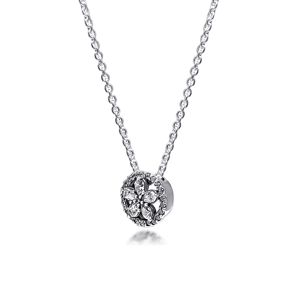 925 Sterling Silver Sparkling Snowflake Collier Necklace Chain For Women Men Fit Pandora Style Necklaces Christmas Gift 399230C01-45-image-783314124