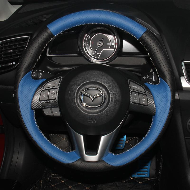 

Steering Wheel Covers Genuine Leather Hand Sewn Car Cover DIY 3 6 Atenza Cx4 Cx5 Cx7 Cx8 Interior Accessories Customize SlimSteering CoveSte