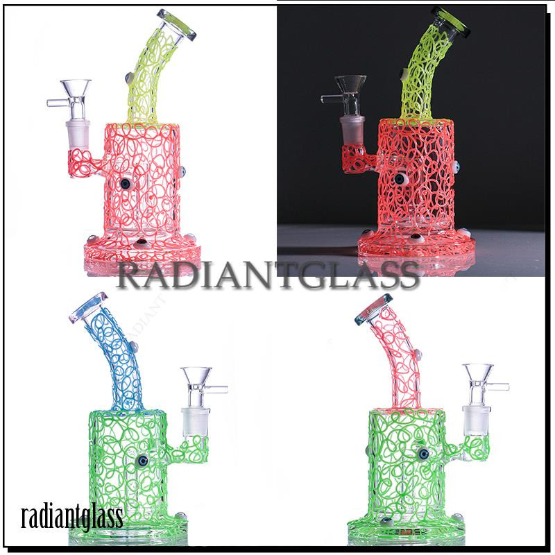 

Hookahs Luminous eyes glass bongs wide base bong with oil rig dab water pipe