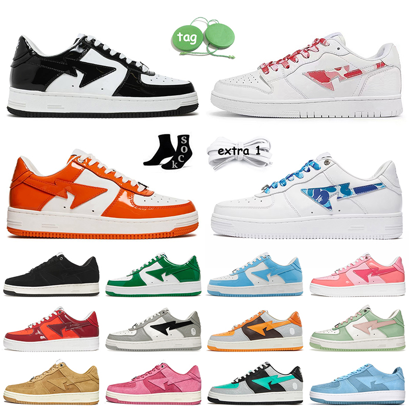 

2023 Patent Leather Black Bapesta Baped SK8 Sta Casual Shoes White ABC Red Blue Color Camo Combo Pink Grey Suede Bapestas Platform Designer, C31 black suede 36-45