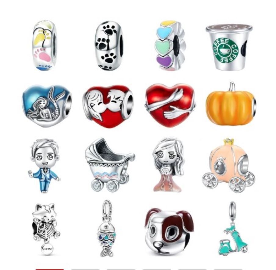

Wholesale 20pcs Barefoot Princess Pumpkin Car Mermaid Electric Vehicle Silver Charms Pendant Beads Fit Pandora Bracelet European Charm Beads Jewelry DIY