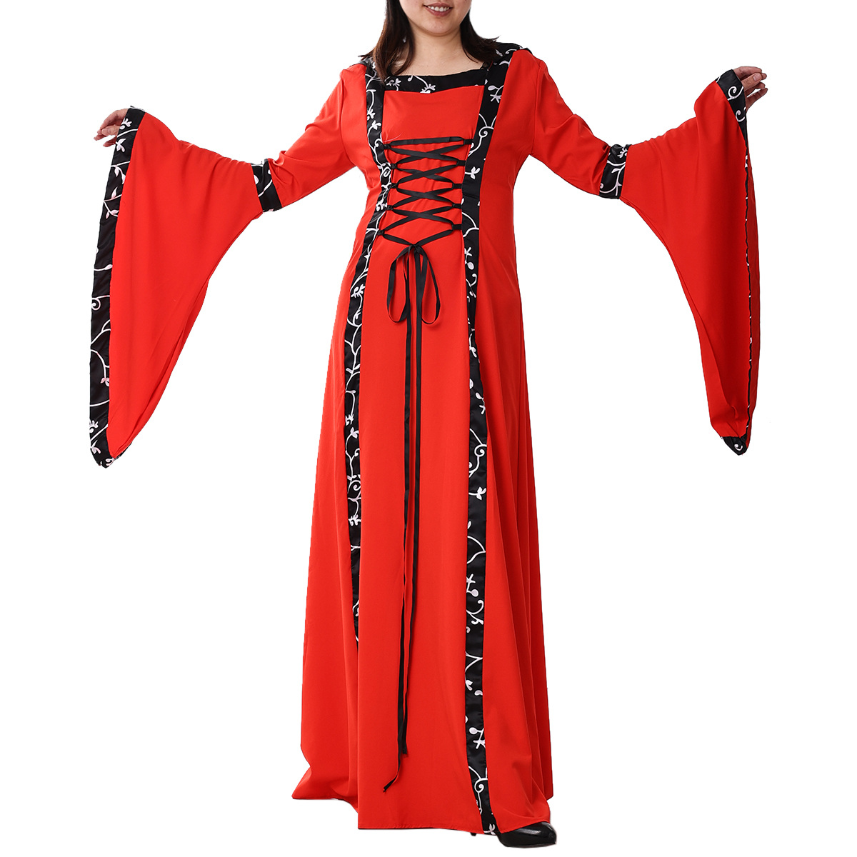

Medieval Dress Women Costume Vintage Celtic Chemise Renaissance Gothic Cosplay Robe Gown Halloween Party Dress-up, Brown