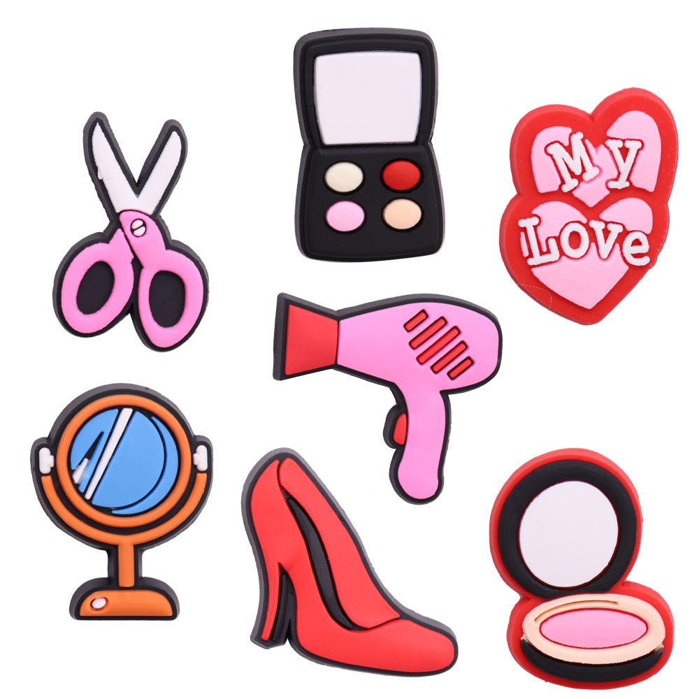 

Make Up Dressing Perfume Cosmetics Shoe Charms Foundation Box Mirror Shoes Accessories Decoration Fit Croc Jibz Kids Gifts