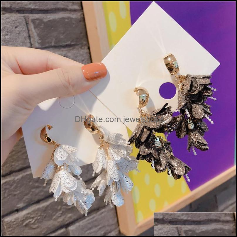 

Women Earrings Sier Needle Fabric Flowers Long Drop For Girl Fashion Jewelry Accessories Dangle Chandelier Delivery 2021 Nw6Tq