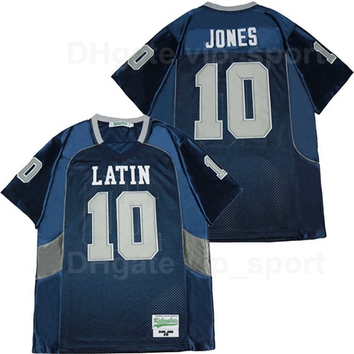 

C202 Men High School Football 10 Daniel Jones Charlotte Latin Jersey Breathable Stitched And Embroidery Sport Team Color Navy Blue Pure Cotton, 10 grey