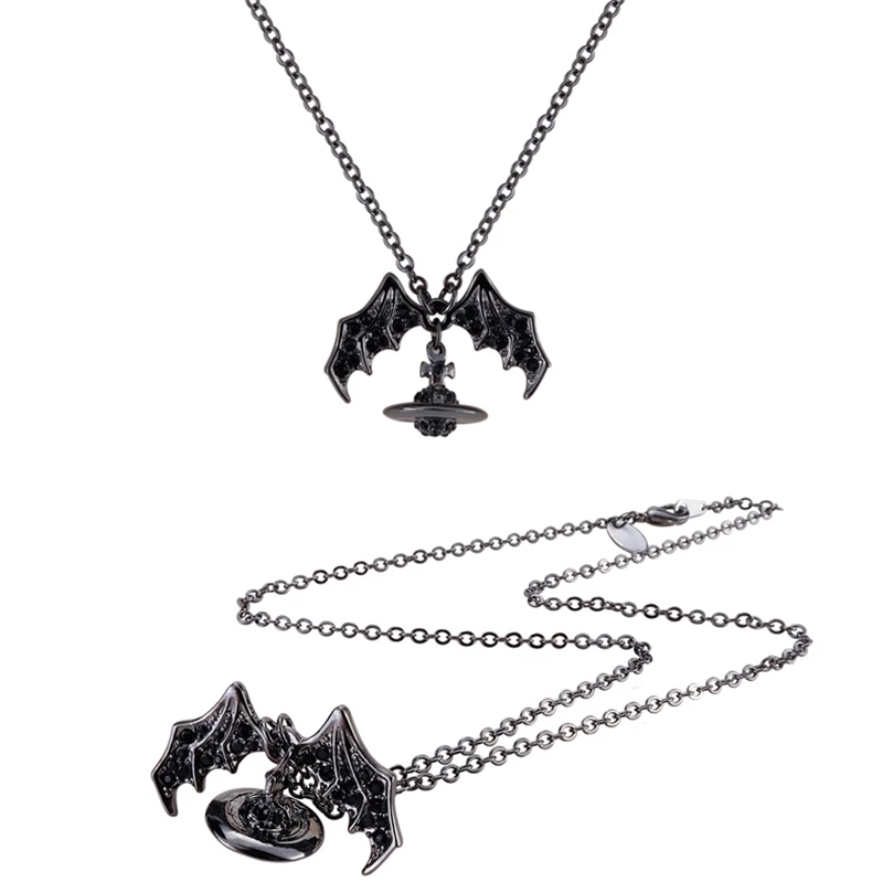 

European and American fashion black bat buckle necklace 220402