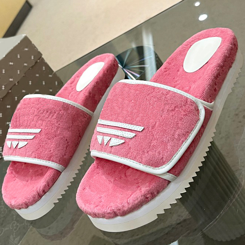 

Towel Cloth Slippers Clover Classic Printed Letter Sandal Slide Womens Flip Flop Platform Sandal Slider Summer Beach Slipper Multiple Colors