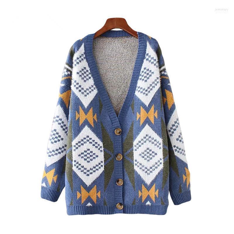 

Women's Sweaters Casaco Feminino 2022 Winter V Neck Large Cardigan Casual Loose Plaid Patchwork Thicken Sweater Korean Jumper Jemi22, Black