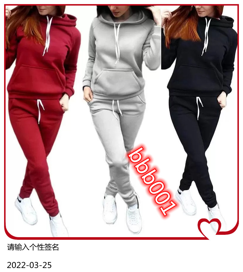 

Women's Tracksuits 2Pcs Set Women Hoodies Hooded Tops Cotton Long Sleeve Sweatshirt+Sweat Pants Woman Autumn Winter Warm Outfits Suit1, Gray