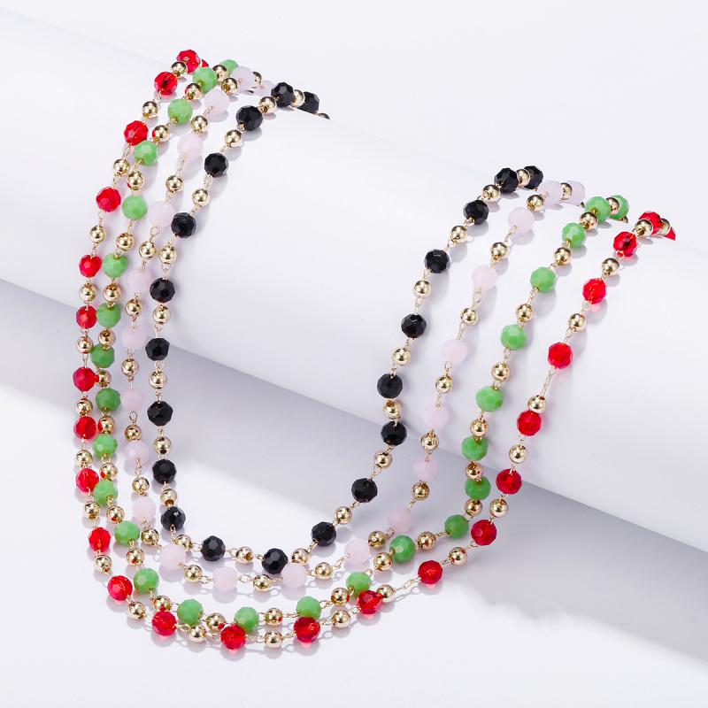 

Chains Neck Chain Necklace For Woman 2022 Gift Black Pink Red Crystal Beads Choker Jewelry Accessories Items