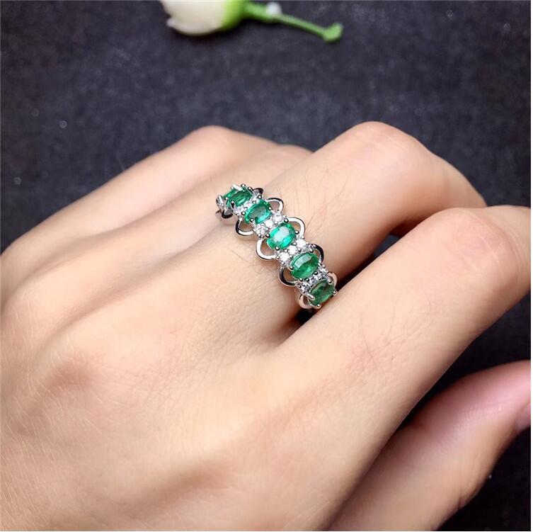 

Cluster Rings Emerald Ring Real And Natural 925 Sterling Silver Fine Women Jewelry 3 4mm 6pcsCluster