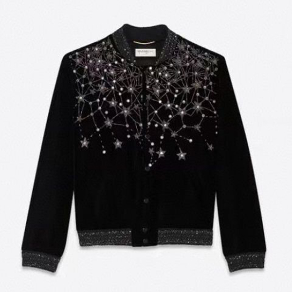 

2022 Star European Rhinestones Zipper Baseball Jacket Men Coat Autumn Retro High Street Couple Bomber Saint Paris, Black