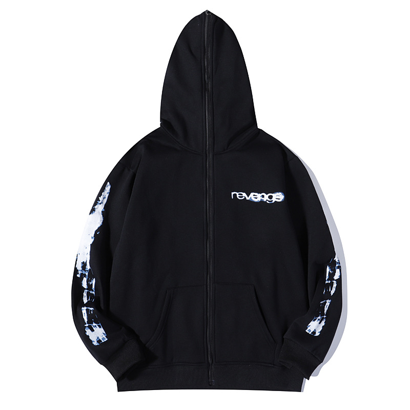 Sweat-shirts noirs Cardigan Lettre Sweats à capuche imprimés Hommes Femmes Pull de haute qualité Imprimer Hoode Pulls amples 22FW Veste manteau