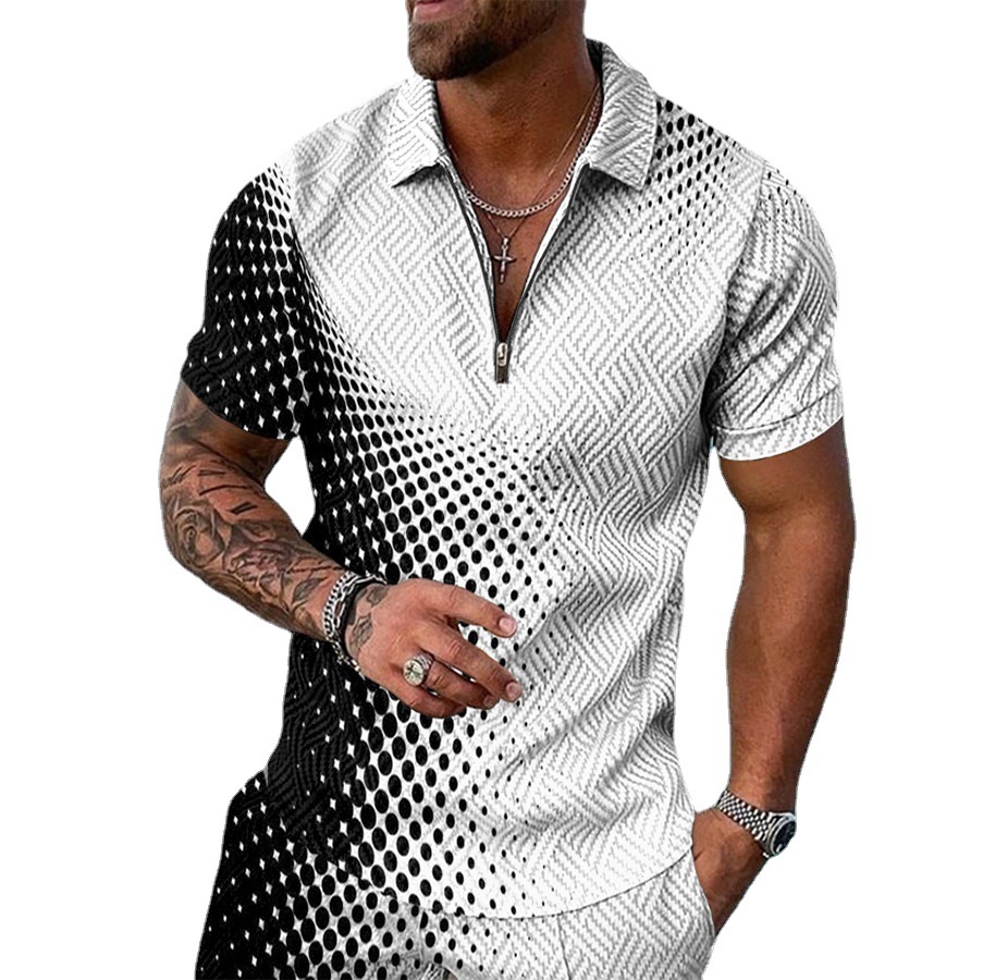 

fashion man golf sports polo gradient polka dot print shirt summer printed short sleeve shirts men casual streetwear plus size 3xl poloshirt designer polos, As picture 2