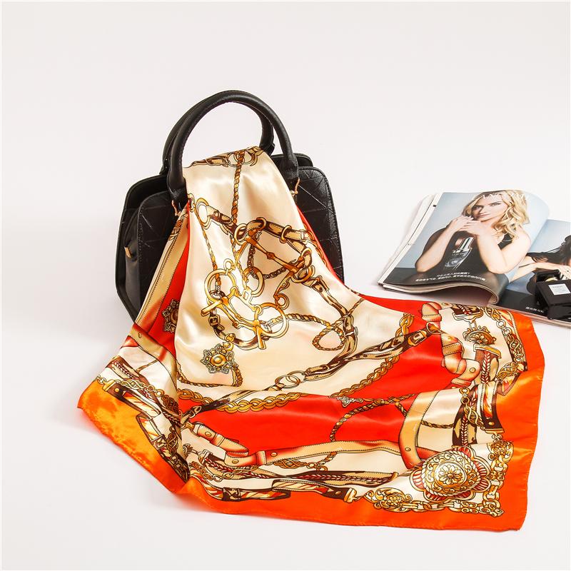 

Scarves Silk Scarf Lady Print Square Fashion Shawls Head Wraps For Women Bandana Large Hijab Luxury Foulard Summer 2022