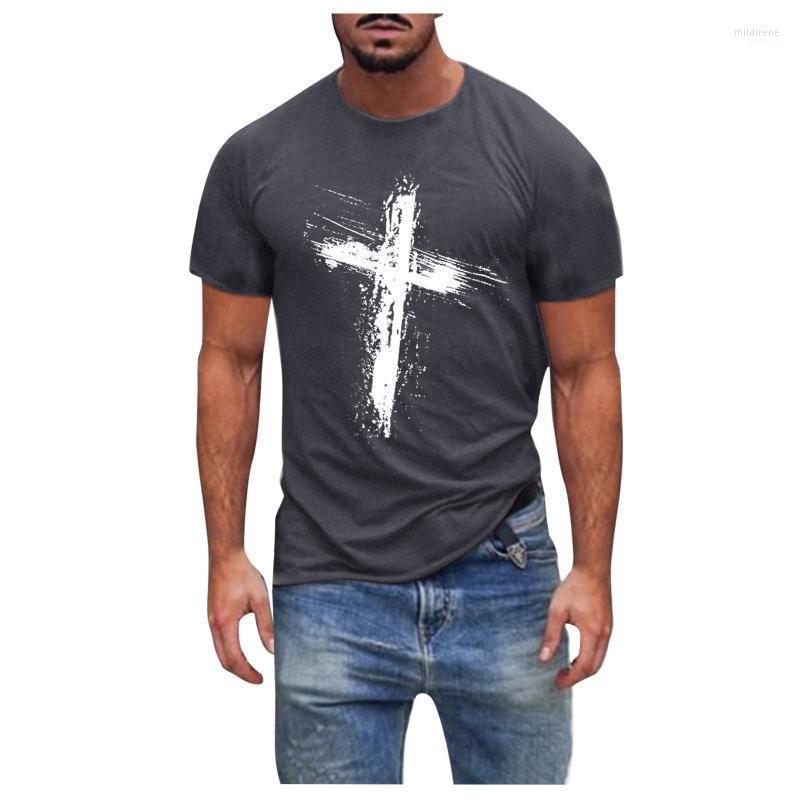 

Men's T-Shirts 2022 T-shirt Fitness Tops The Cross Printed Short Sleeve Slim T Shirt Summer Casual Round Neck Oversize Streetwear Tshirt Mil, Black