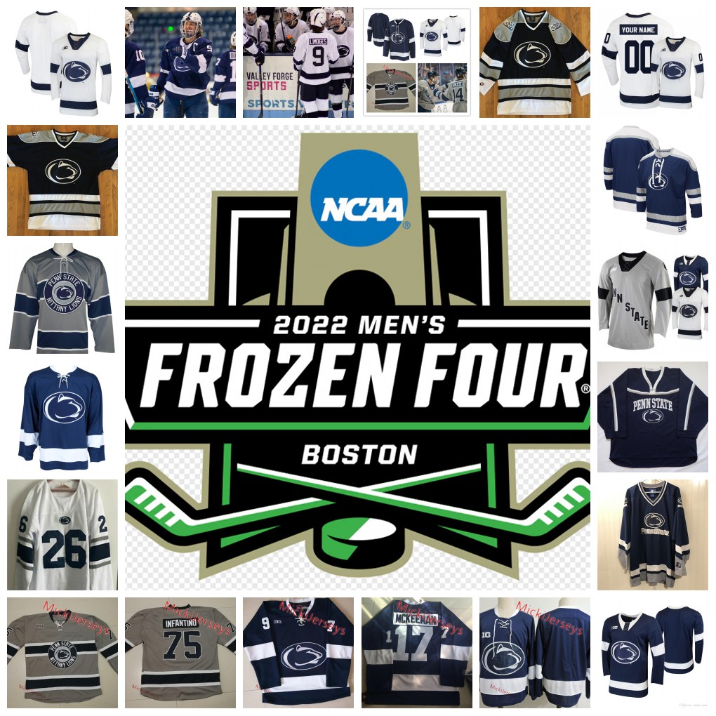 

2022 NCAA Frozen Four Penn State Nittany Lions Hockey Jersey 25 Guy Gadowsky Jerseys 31 Peyton Jones 24 Vince Pedrie Evan Barratt 8 Eamon McAdam 46 Scott Conway Jerseys, White3