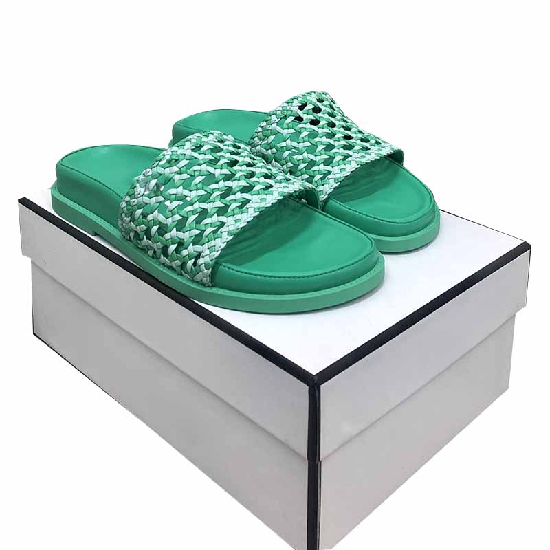

Braided Sheepskin Mesh Slippers For Woman Green Platform Slides Designer Mules Beach Shoes Retro Ladies Flip Flops Loxury Sandals Espadrille Rubber Outdoor Shoe, Chocolate