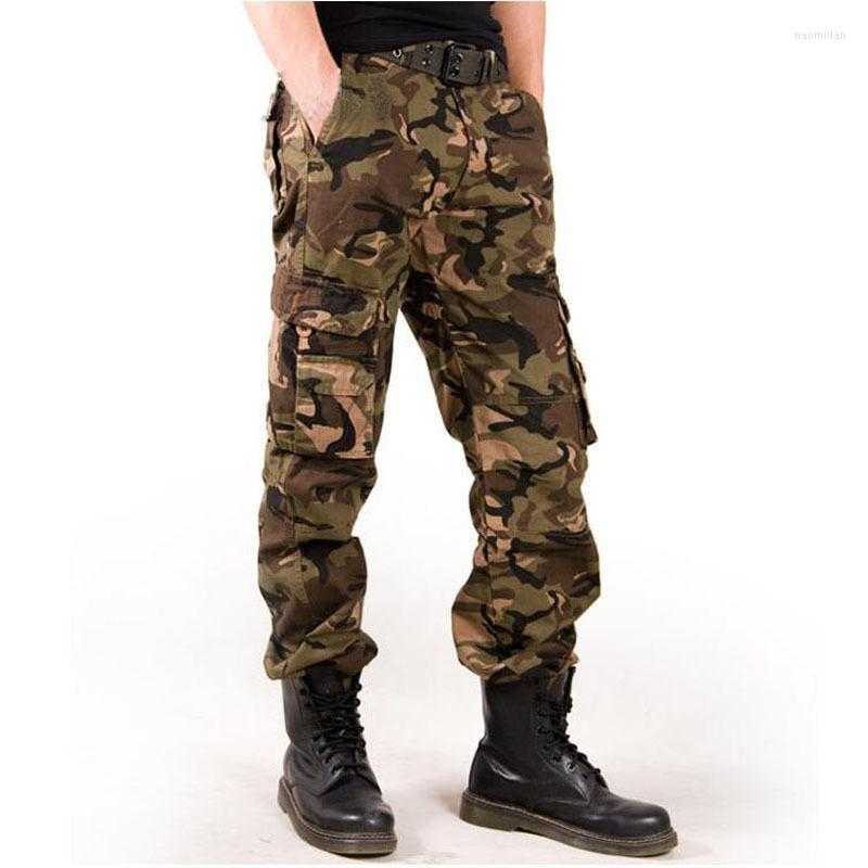 

Men's Pants Men's Outdoor Casual Cargo Washed Cotton Multi-pocket Camo PantsMen's Naom22, White