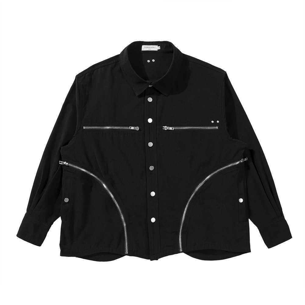 

NT autumn winter far high street multi zipper washing top vibe style vintage wookvibe same men's and women's coat, Black