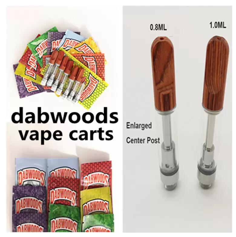 

Dabwoods Vape Cartridges 0.8ml Cart 1.0ml Atomizers Ceramic Coil Carts for 510 Thread Battery Vapes Empty Thick Oil Cartridge Packaging