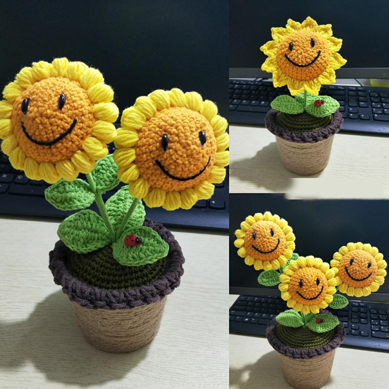 

Decorative Flowers & Wreaths Room Decor Sunflower Potted Plants Simulated Flower Ornaments Car Decoration Hand Woven Art Desktop Accessories, A9