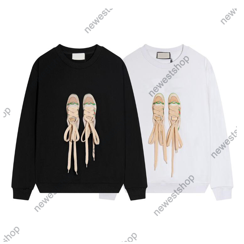 

Men Women designer Sweatshirts Hoodies Paris color Shoelaces print Sportswear cotton casual fashion men Skateboard Hoody Unisex streetwear Pullover Sweatshirt, White