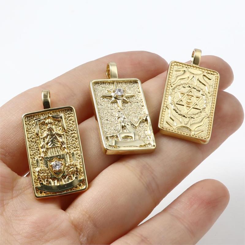 

Pendant Necklaces Cubic Zirconia Tarot Charms For Jewelry Making Mysterious Prediction Necklace DIY Findings Good Luck