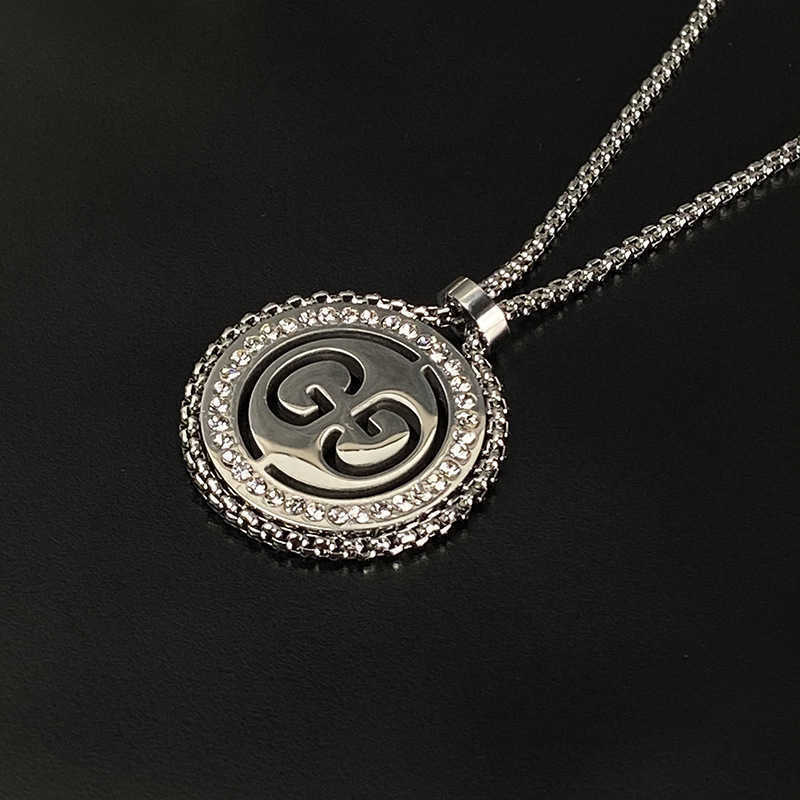 Sterling Silver Doll Necklaces Steampunk Collier Ankh Pendants Initials Gold Pendant Rhinestone-image-749273154