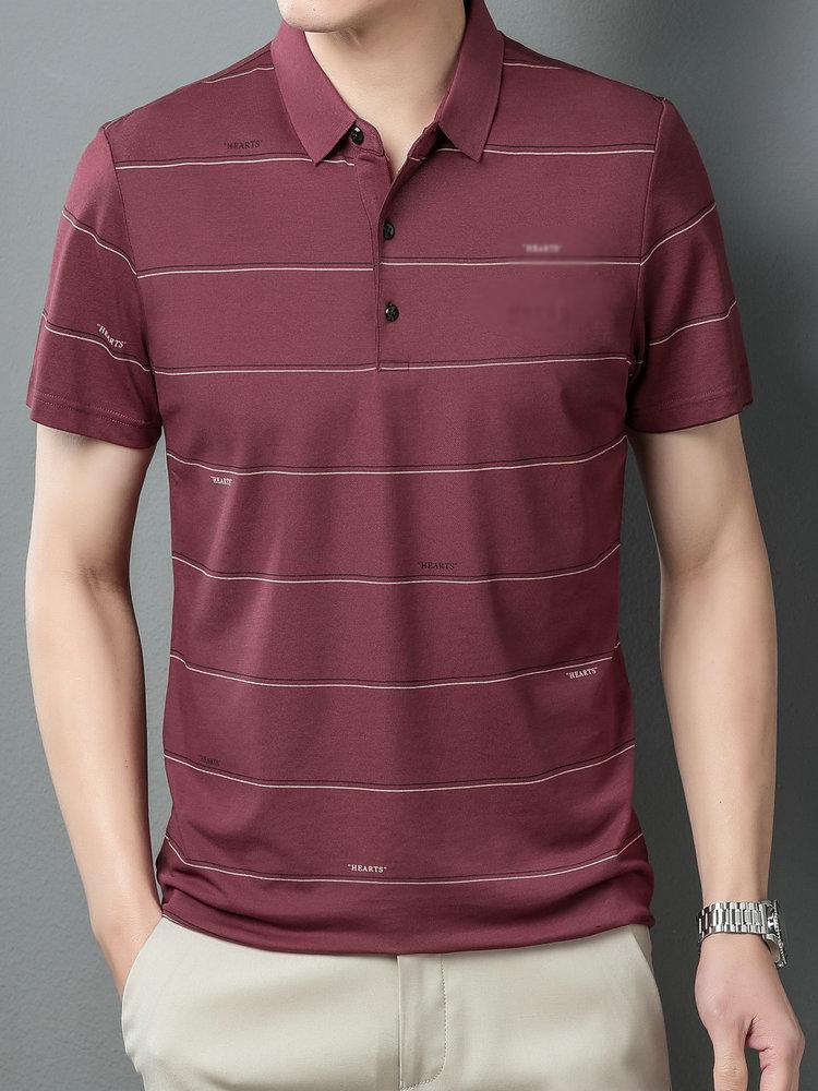 

Men's Polos Men Red Green Blue Stripe Shirts 2022 Summer Turn Down Collar Short Sleeve Tees Male Casual Daily Comfort Cozy Top ClothingMen's