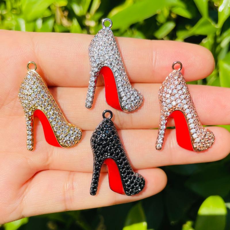 

Charms 5pcs Red Bottom High Heel Shoe Charm Pendant For Women Bracelet Necklace Making Micro Pave Handmade Jewelry Findings WholesaleCharms