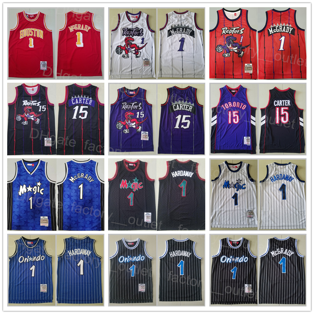 

Mitchell and Ness Basketball Retro Tracy McGrady Jersey Vintage Vince Carter 15 Penny Hardaway 1 For Sport Fans Breathable Red Black White Purple Blue Stripe Good