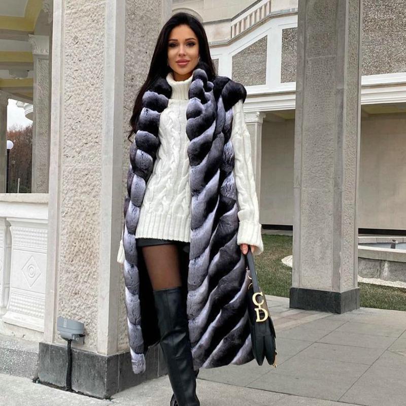 

Women's Fur & Faux Luxury Women Real Rex Coat Sleeveless 2022 Winter Genuine Vest With Lapel Collar Trendy Overcoats, As picture